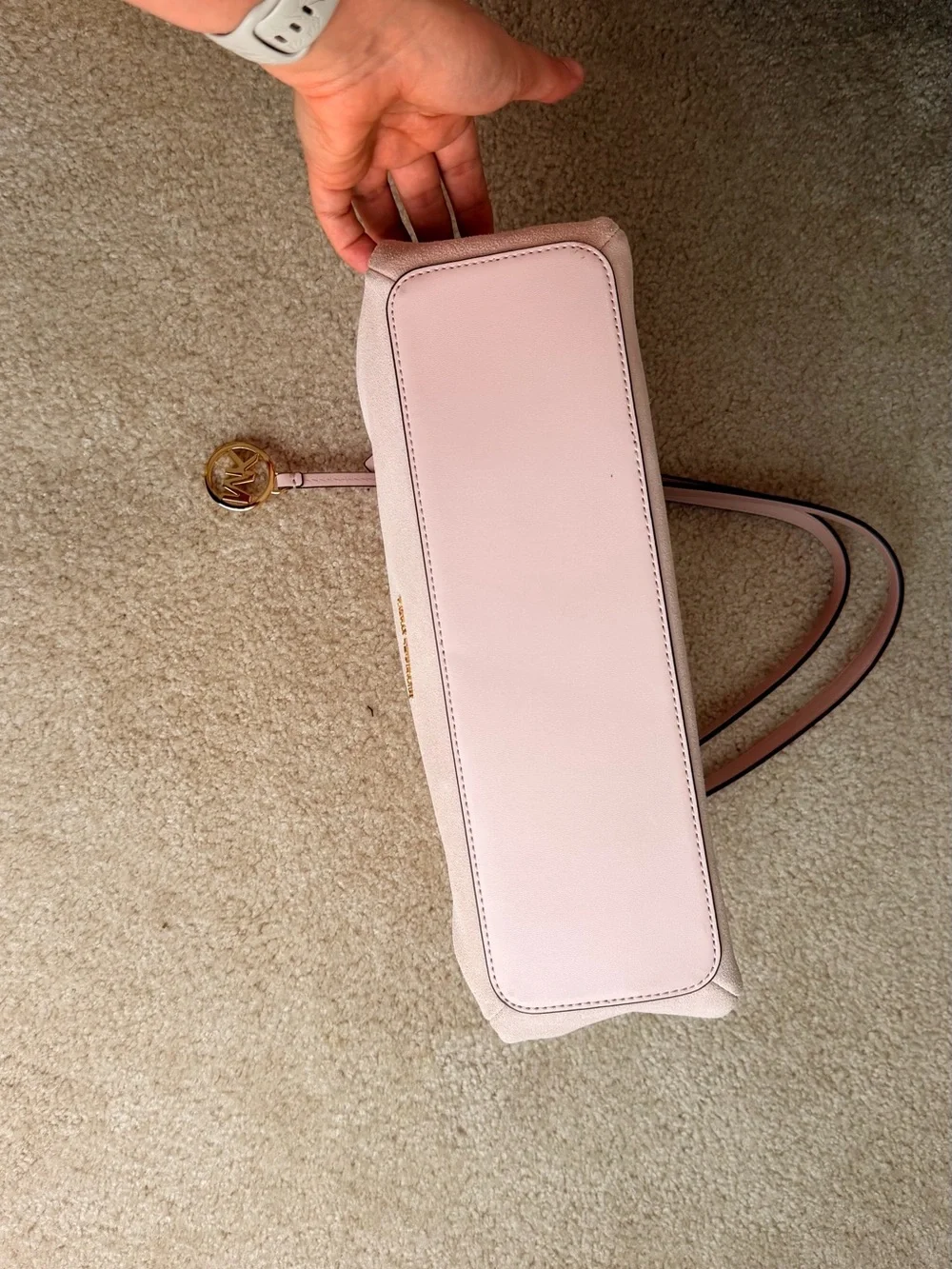 Michael Kors Cecily Medium Blush Pink Suede Shoulder Bag with Gold Hardware